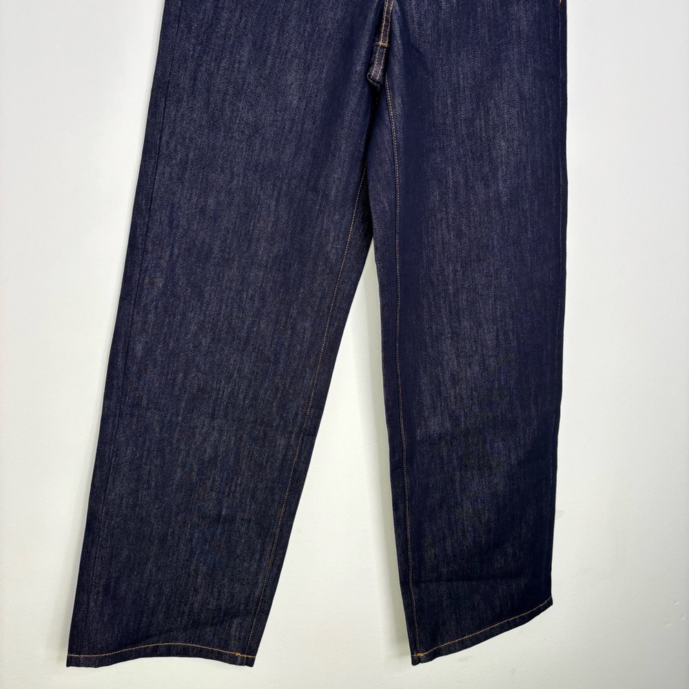 Anna Quan Finn Jeans Dark Indigo Relaxed Straight Leg Cotton Rigid Denim Size 2 - Picture 10 of 16